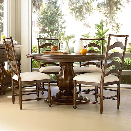 5 Piece Dining Set with Round Table and River House Chairs